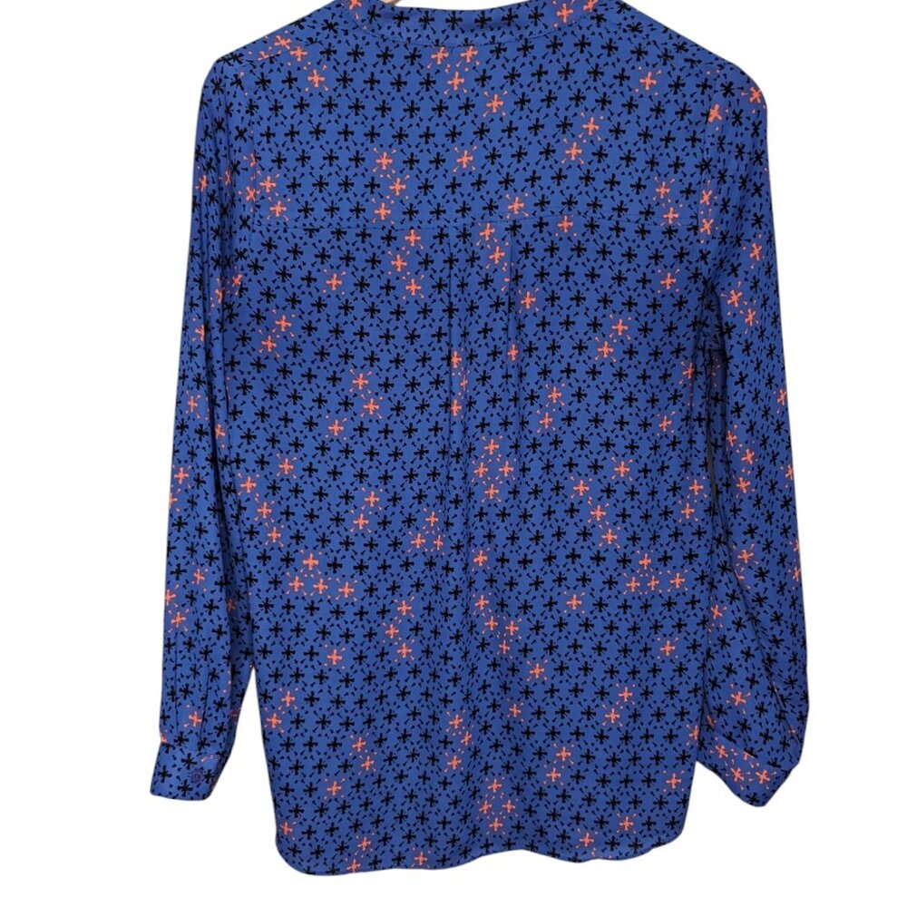 Maeve Anthropologie Blue and Orange Star Print Blouse - Picture 2 of 4